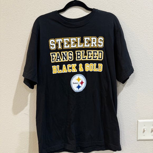 Steelers Fans Bleed Black & Gold Reebok‎ T-Shirt Mens Large Football - Picture 2 of 5